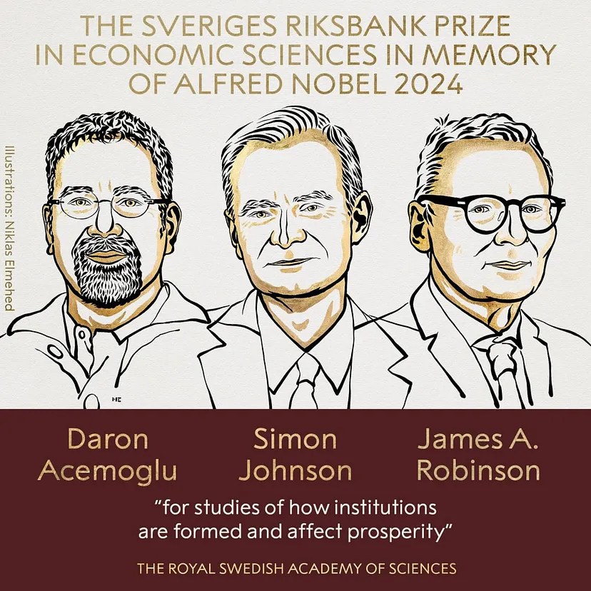 Nobel Economics Prize of 2024: “for studies of how institutions are formed and affect&nbsp;prosperity”